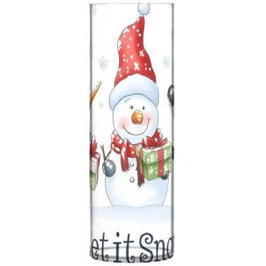 Imagem de Vasos de flores decorativos cilíndricos de Natal veado desenho animado boneco de neve grande vaso de plástico bonito personalizado floral moderno decorações, 30 cm x 9,9 cm