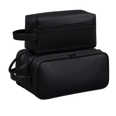 Imagem de LAZYTAIL Bolsa de higiene masculina Pu, organizador de higiene pessoal de viagem, kit de barbear à prova d'água para armazenar itens essenciais do dia a dia, como produtos de higiene pessoal e