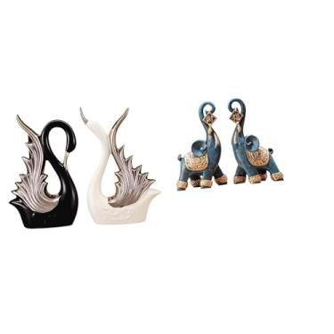 Imagem de Whtkoph Estatuetas E Estátuas de Cisnes, Esculturas em Cerâmica E Resina, Coleção para Mesa, Ornamento de Prateleira, Aniversário, Lareira.