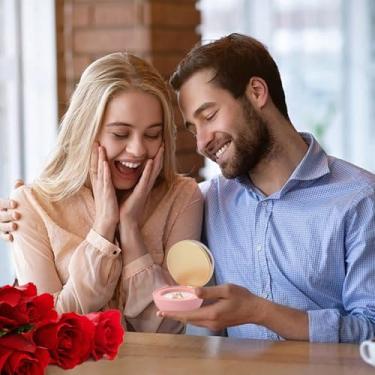 Imagem de Caixa de anel esférica com flor preservada anel rosa pingente colar caixa de brinco caixa de joias de veludo caixa de presente para dia das mães casamento aniversário aniversário