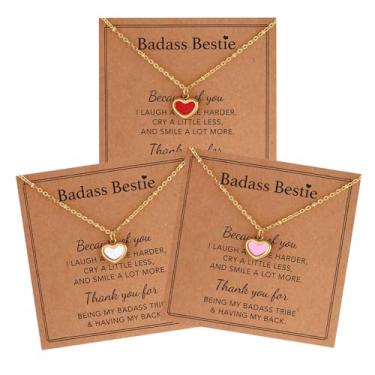 Imagem de AULSIEY Colar de coração colorido para o Dia dos Namorados para mulheres, melhor amiga, banhado a ouro 18 K, aço inoxidável, amizade, Bestie, Aço inoxidável, Sem Pedra Preciosa