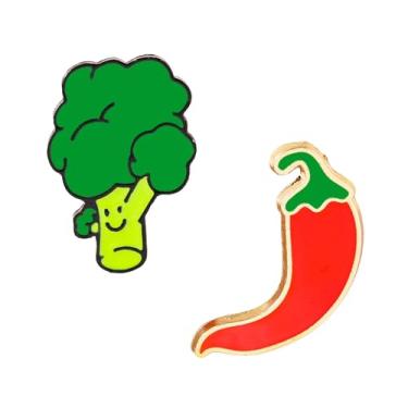 Imagem de DEYOUM 2 peças de broche de morango com fome lagarta para mulheres criativo liga estética desenho animado bonito vegetal pimenta borboleta broche de lapela distintivo joias presentes acessórios