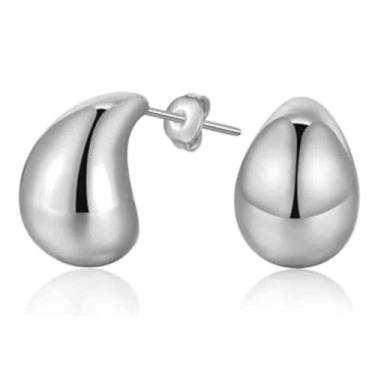 Imagem de FLORA BRINCO FEMININOS FOLHEADO A OURO 18K GOTA (PRATA, PEQUENO)