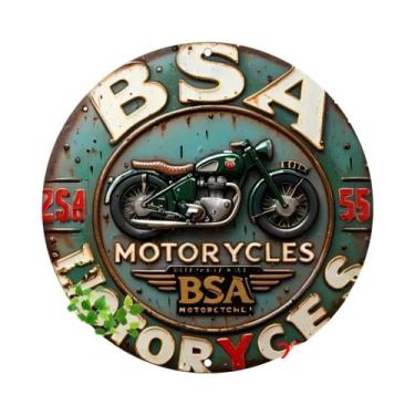 Imagem de Placa De Metal Redonda Vintage De Motocicletas BSA, Decoração Clássica
