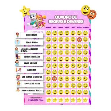 Imagem de Quadros de Tarefas e Rotinas Infantil Magnético Modelos de Menina - Op