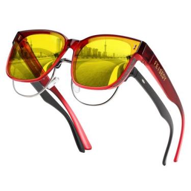 Imagem de Óculos de condução de visão noturna FEISEDY B0269 vermelho/amarelo