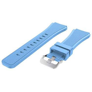 Imagem de EKSIL Pulseira de borracha para Huawei Gt 2 Pulseira para Samsung Galaxy Watch 3 45mm Gear S3 Frontier 22mm Pulseira de relógio para Xiaomi Ls05 (Cor: Azul claro, Tamanho: 22mm)