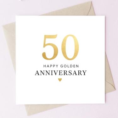 Imagem de TEEMI - Cartões de aniversário de casamento marcantes – designs prateados, pérolas e dourados, cartão quadrado de 12,7 x 12,7 cm com envelope, estilo minimalista elegante, cartão interno em branco