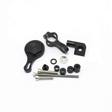 Imagem de SRDRK Estabilizador de direção de amortecedor CNC para motocicleta, controle de segurança invertido linear com suporte para YZF R6 2006-2017 YZFR1 kit de montagem (suporte preto)