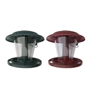 Imagem de Alimentador de pássaros selvagens suspenso ao ar livre Ainoli, decoração de quintal de jardim externo suspenso de plástico em formato de pavilhão transparente com telhado,