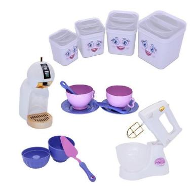 Imagem de Cozinha Menina Brinquedo Infantil  Xícaras Batedeira 15pç - CLICKCOMPR