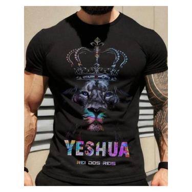 Imagem de Camiseta Masculina Yeshua Rei dos Reis em Algodão Preto - Design Crist