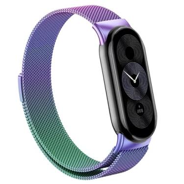 Imagem de HEPUP Pulseira milanesa para xiaomi mi band 8, pulseira de aço inoxidável para xiaomi band 9, acessórios para miband 8, pulseira de metal(Color,For Miband 9)