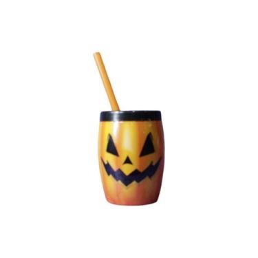 Imagem de Copo Com Canudo 300ml Temático Abóbora Decoração Festa De Halloween - 