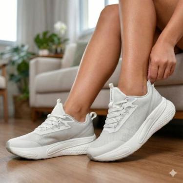 Imagem de Tênis Feminino Via Marte Esportivo Jacquard Branco/Off White, Branco, 