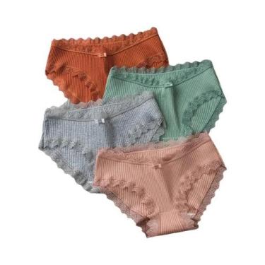 Imagem de Calcinhas De Renda Com Detalhe Ondulado Para Mulheres, 4 Peças, Confor