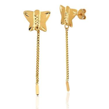 Imagem de Brinco De Ouro 18k Borboleta Feminino Ab54 - MAEHLER Arte Em Joias, Do