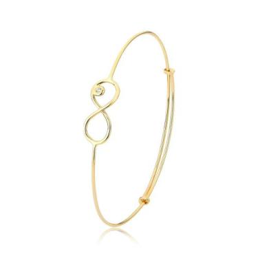 Imagem de Argola Pulseira REGULÁVEL INFINITO COM PEDRA Ouro 18k - MAEHLER Arte E