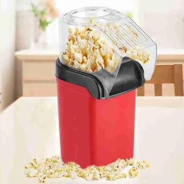 Imagem de Pipoqueira Elétrica Sem Óleo, Ar Quente 1200W, Vermelha, Máquina de Fazer Pipoca, 110V, com Colher Dosadora