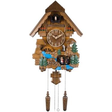 Imagem de Relógios de cuco relógio de parede decorativo boho estilo pastoral pintado, relógio de cuco esculpido à mão, decoração de parede de estilo europeu, para sala de estar, horário de relatório a cada hora