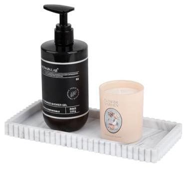 Imagem de Bandeja de banheiro de silicone pequena organizadora retangular para pia suporte de esponja de cozinha para sabonete, perfume, vela, mármore