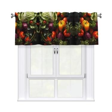 Imagem de QAZWZML Lotes de cortinas decorativas estampadas de vegetais frescos cortinas curtas 137 x 45 centímetros adequadas para quartos, cozinhas e varandas