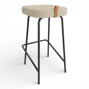 Imagem de Banqueta Alta Cozinha e Área Gourmet Vik Estofada Linho Bege - Desk Design