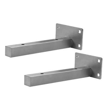 Imagem de Prateleiras ocultas pesadas de aço inoxidável, 2 peças, triângulo preto, grosso, suporte de parede, tamanho grande, 500 mm (aço inoxidável 450 mm)