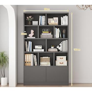 Imagem de Estante de leitura combinada de madeira maciça, estante inclinada para parede, prateleira divisória de entrada para armário de vinho (cor: cor nogueira 100 x 24 x 180 cm) (cinza 80 x 24 x 180 cm)