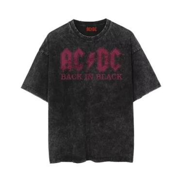 Imagem de Camiseta Feminina De Verão ACDC Rock Punk Retro Em Algodão Lavado Com 