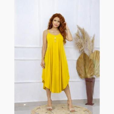 Imagem de Vestido Midi Alcinha com Bolso - modanascimento2021, Amarelo, M