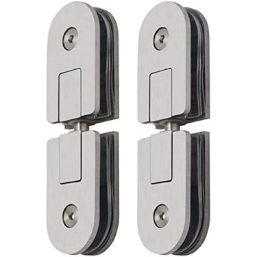 Imagem de Braçadeira de porta de vidro de chuveiro resistente, dobradiça pivô de 360 graus sem moldura, porta de banheiro de aço inoxidável 304, kit de substituição para vitrine de armário de vinho - prata