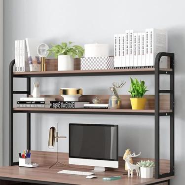 Imagem de Estante/estante de mesa de 3 níveis - estante de mesa de escritório, prateleira multiuso de madeira para bancada, suporte de armazenamento de escritório, organizador de prateleira de exibição