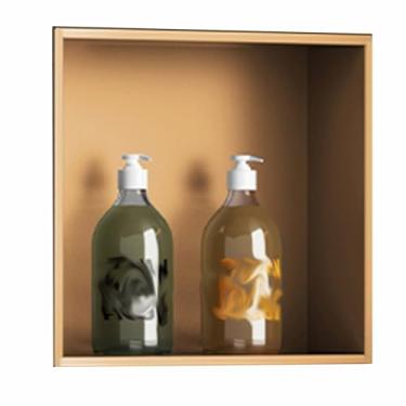 Imagem de Nicho de chuveiro de aço inoxidável dourado - Prateleira de chuveiro embutida, armário de parede à prova d'água antiarranhões para banheiro, cozinha e sala de estar - Solução de armazenamento de