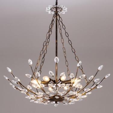 Imagem de Wellmet Lustre de cristal de bronze, luminária pendente de casa de fazenda com 8 luzes, lustre de ramo rústico para sala de jantar, sala de estar, cozinha, quarto, corredor, entrada, W-76 cm