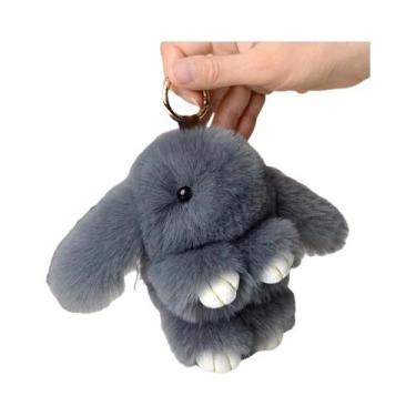 Imagem de Chaveiro De Pelúcia Macio E Fofo De 15cm Com Pompom De Pelo De Coelho 