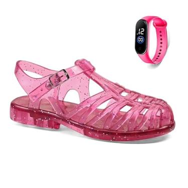 Imagem de Kit com Sandália Infantil pra Meninas Leve + Relógio Digital