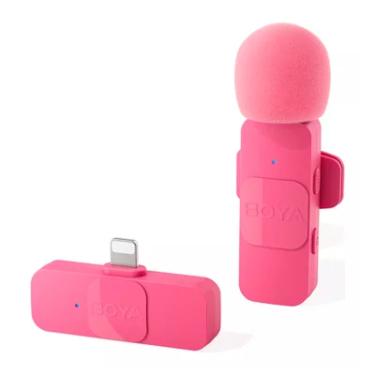 Imagem de Sistema Microfone Lapela Boya By-v1 P/iphone 11-14 Rosa
