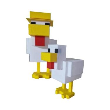 Imagem de Estátua De Galinha Pixelizada Fofa, Decoração Artística De Animais Par