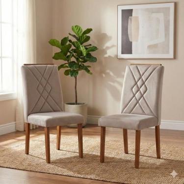 Imagem de Kit 2 Cadeiras para Sala de Jantar com Pés em Madeira Natural Megan - 