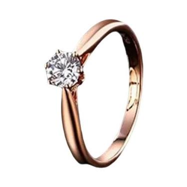 Imagem de Anel De Casamento Clássico Feminino Com Zircônia, Anel De Noivado Simp