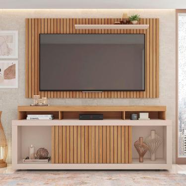 Imagem de Painel Tv 60 Pol 180cm E Bancada Com Rodízio Sala Navel C01 - D'rossi Buriti-off White