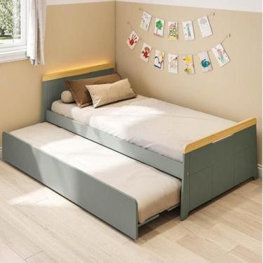 Imagem de Bicama com Led na Cabeceira Petit Casatema Madeiraoriginals Verde/Mel