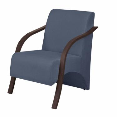 Imagem de Poltrona Vênus 1 Lugar Braço Madeira D Salla Suede Azul Bic
