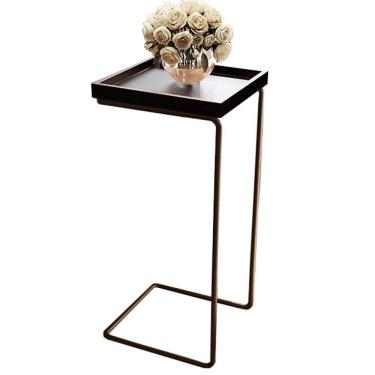 Imagem de Mesa Apoio Lateral Para Sofá Pé Café LarFlex Cor:laca Preto