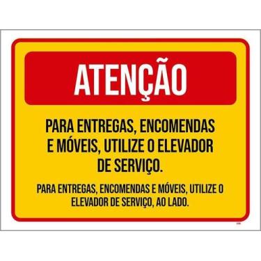Imagem de Kit 5 Placa Acm Encomendas Móveis Elevador Serviço 18X23 - Sinalizo