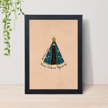 Imagem de Quadro Frases Católicas Devoção Fé A4 C/ Moldura e Vidro 05 Cor: Preto