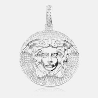 Imagem de Pingente Medalha Medusa Masculina Cravejada Banhada a Prata 925 - Trop