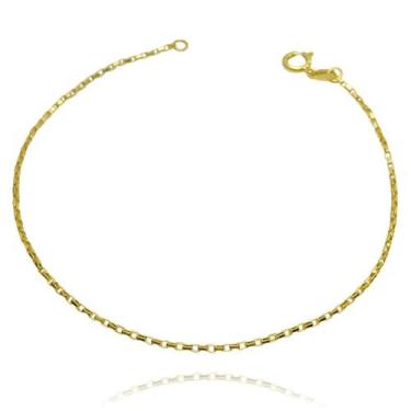 Imagem de Pulseira Masculina de Ouro 24K Fininha Cubinho 1mm com TAG Banhada - T
