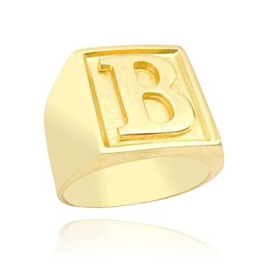 Imagem de Anel Masculino De Letra Banhado a Ouro Dedeira De Inicial B - Tropical